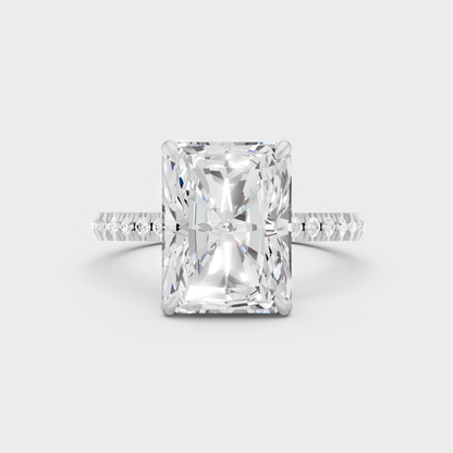 White Gold Radiant Engagement Ring With Halo And Accent Diamonds