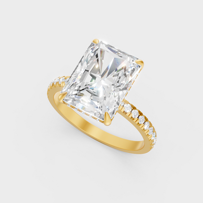 5.39 Ct Radiant Diamond Halo Ring In Yellow Gold Fine Jewelry