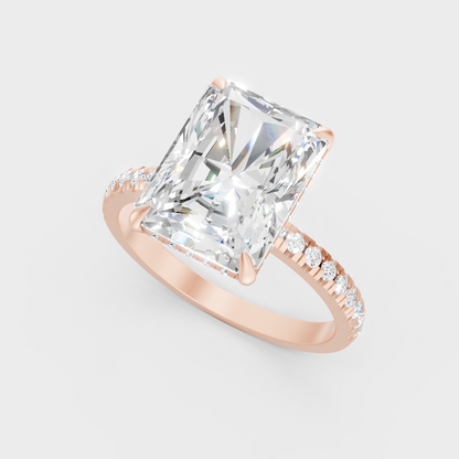Radiant Cut Lab Diamond Halo Ring In Rose Gold Elegant Design