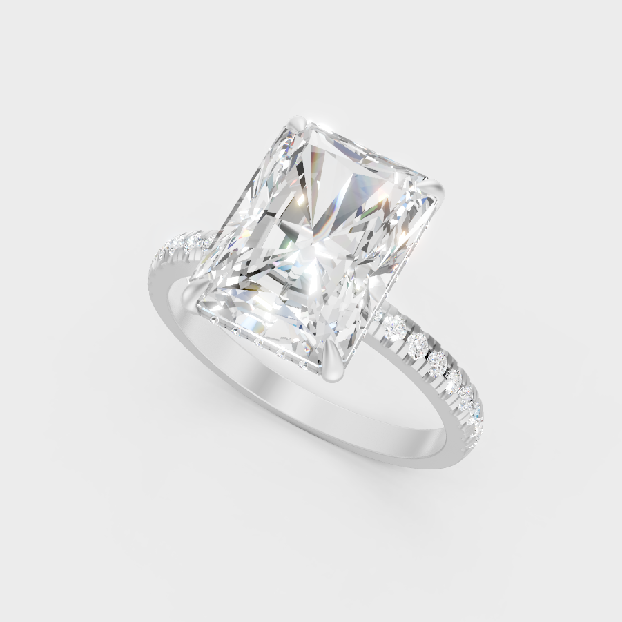 Platinum Radiant And Round Cut Halo Ring Timeless Elegance