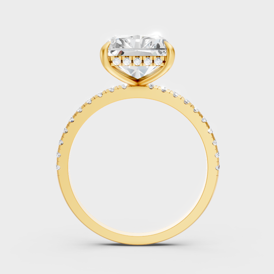 Yellow Gold Radiant Diamond Bridal Ring Luxury Style