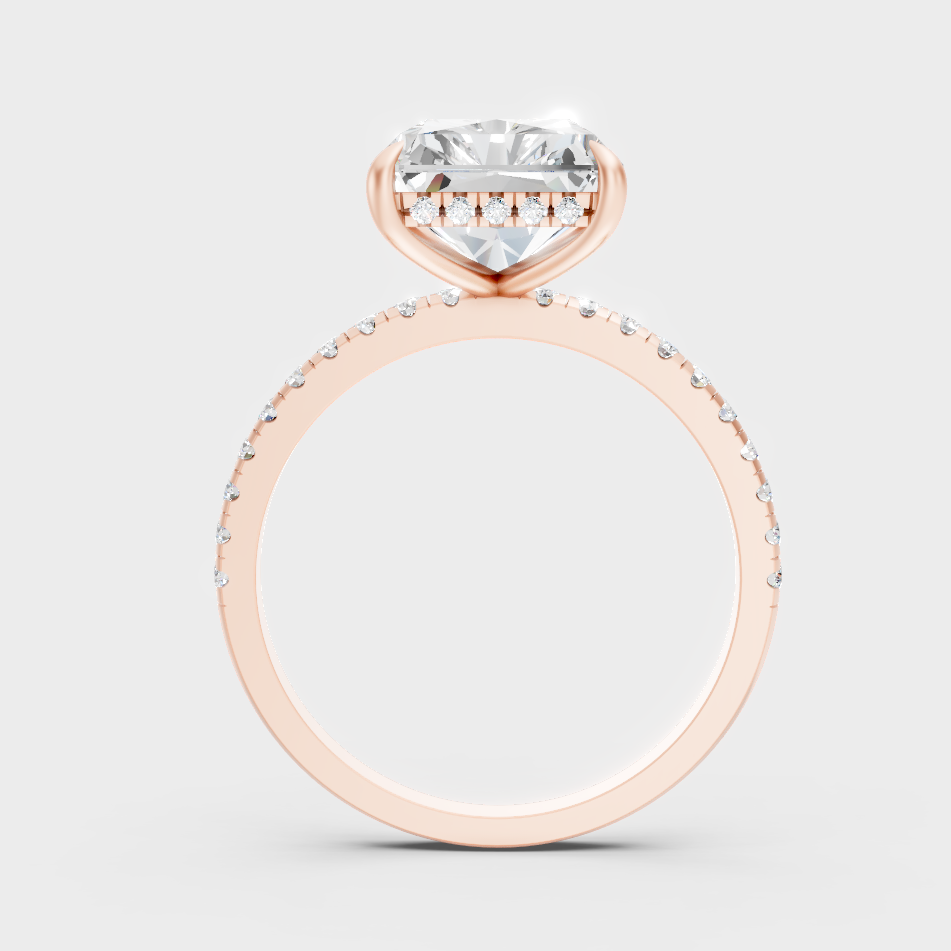 Rose Gold Luxury Radiant Halo Diamond Engagement Jewelry