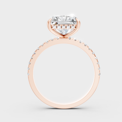 Rose Gold Luxury Radiant Halo Diamond Engagement Jewelry