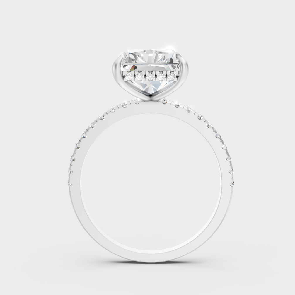 White Gold Radiant Proposal Ring With Brilliant Halo Sparkle