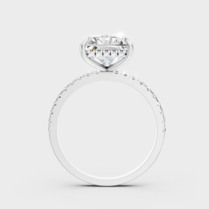 White Gold Radiant Proposal Ring With Brilliant Halo Sparkle