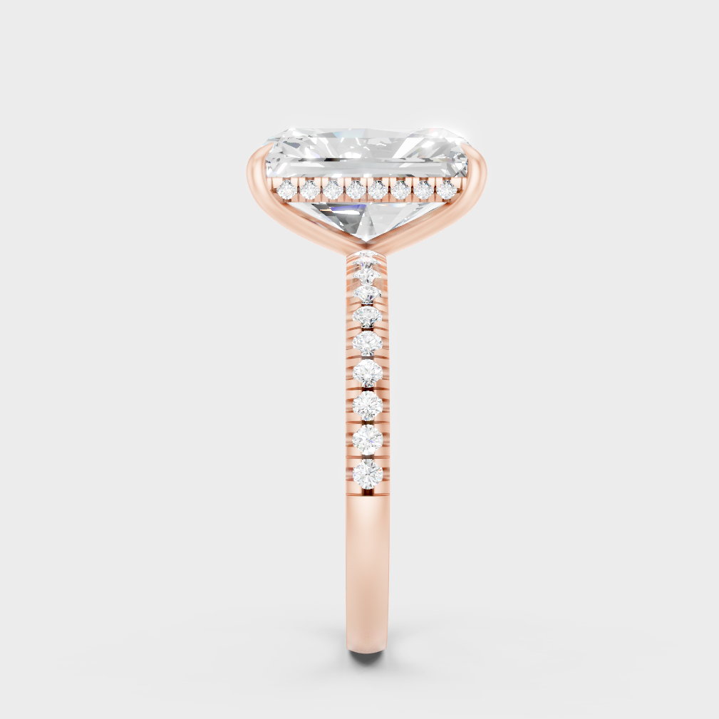 Ethical Lab Grown Radiant Halo Ring In Rose Gold