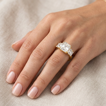 Asscher Diamond Solitaire Ring In 14K Yellow Gold