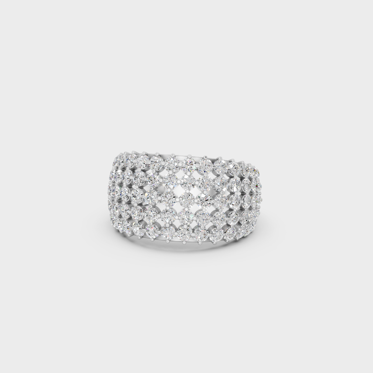 Icy brilliance of a 2 Carat Round Cut Lab-Grown Diamond Cocktail Ring in mirror-polished 950 Platinum.