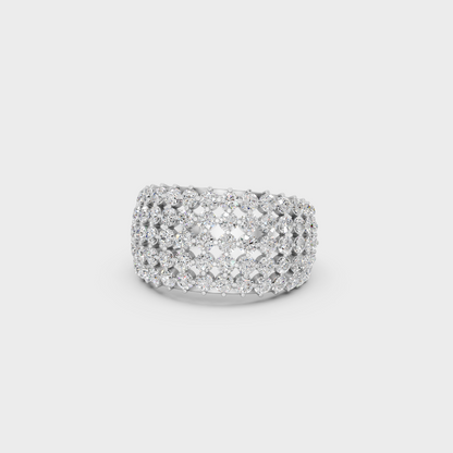 Icy brilliance of a 2 Carat Round Cut Lab-Grown Diamond Cocktail Ring in mirror-polished 950 Platinum.