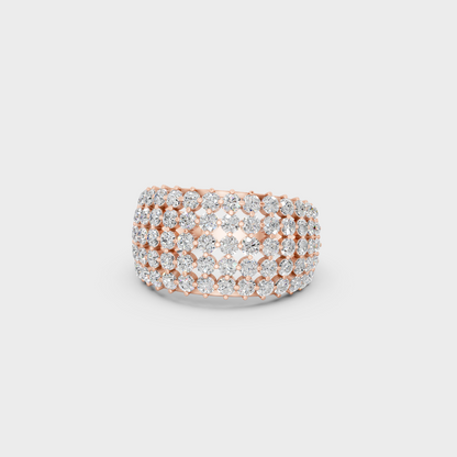 Romantic view of a 2 Carat Round Cut Lab-Grown Diamond Cocktail Ring beautifully set in 14K Rose Gold.