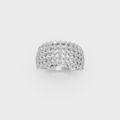 Front profile of an Ethical Luxury Statement Ring with a Round Brilliant Diamond in 14K White Gold.