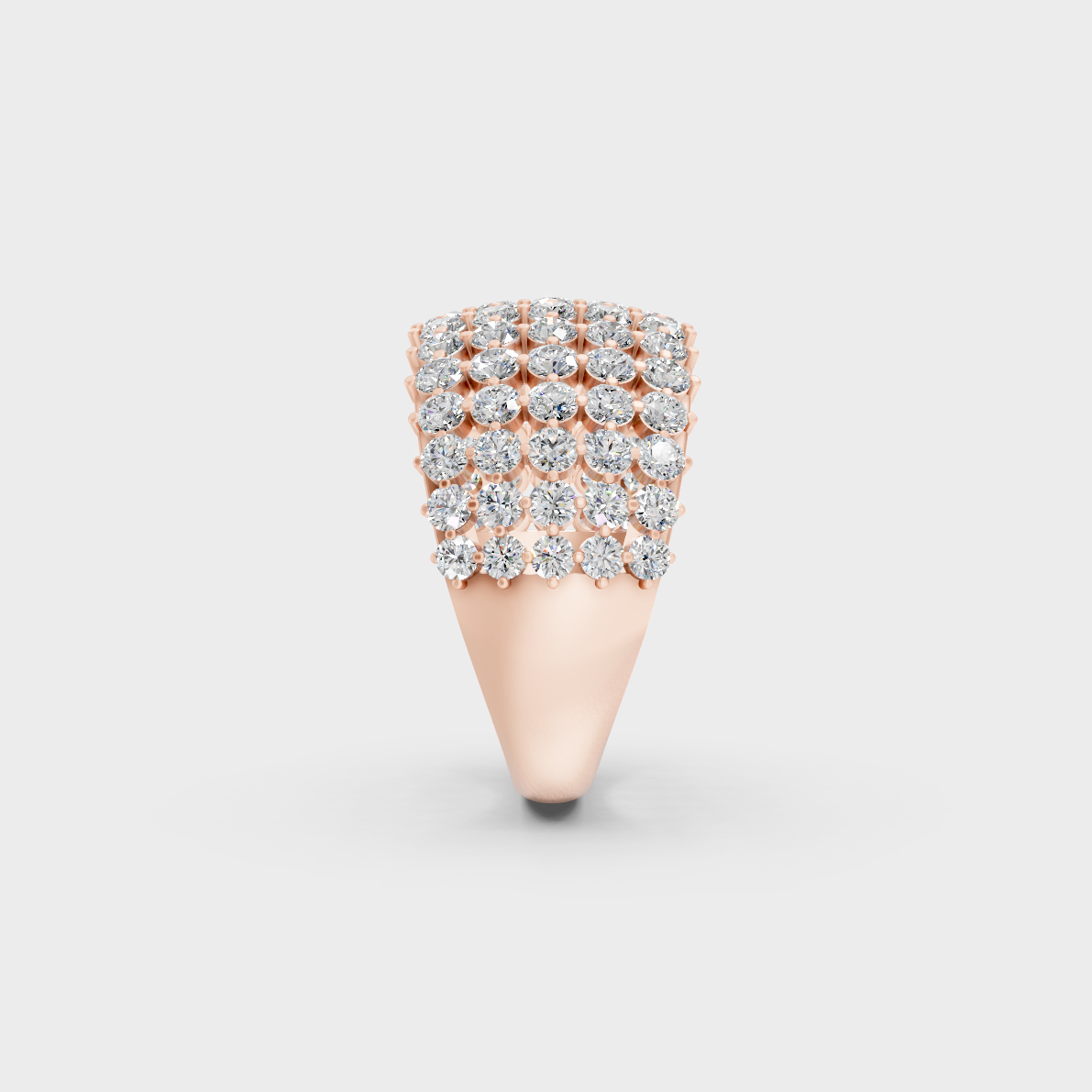 Macro image of a 2ct Round Lab-Created Diamond Statement Ring crafted in durable 9K Rose Gold.