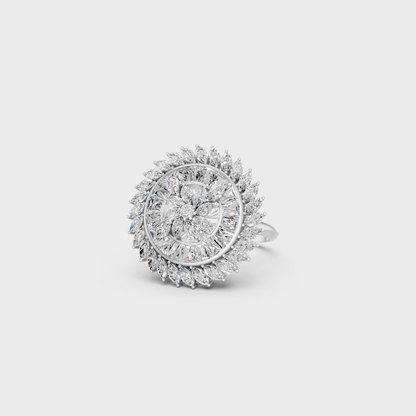 High-brilliance shot of a 2.81 Carat Multishape Lab-Grown Diamond Cocktail Ring in solid 950 Platinum.