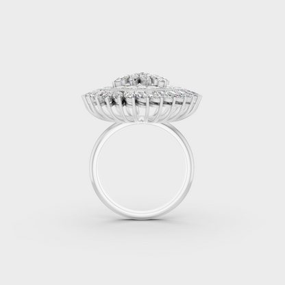 On-finger movement showing off the immense flash and Brilliant Sparkle of a 2.81ct White Gold Cocktail Ring.