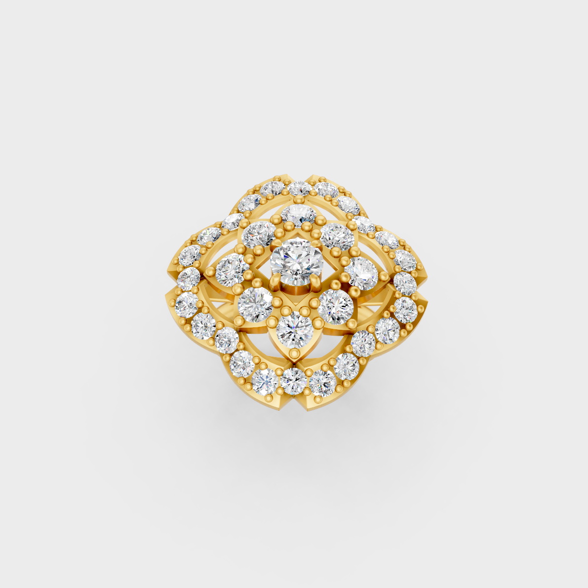 Side profile of an Ethical Luxury Statement Ring showcasing a Round Brilliant Lab Diamond on an 18K Yellow Gold Band.