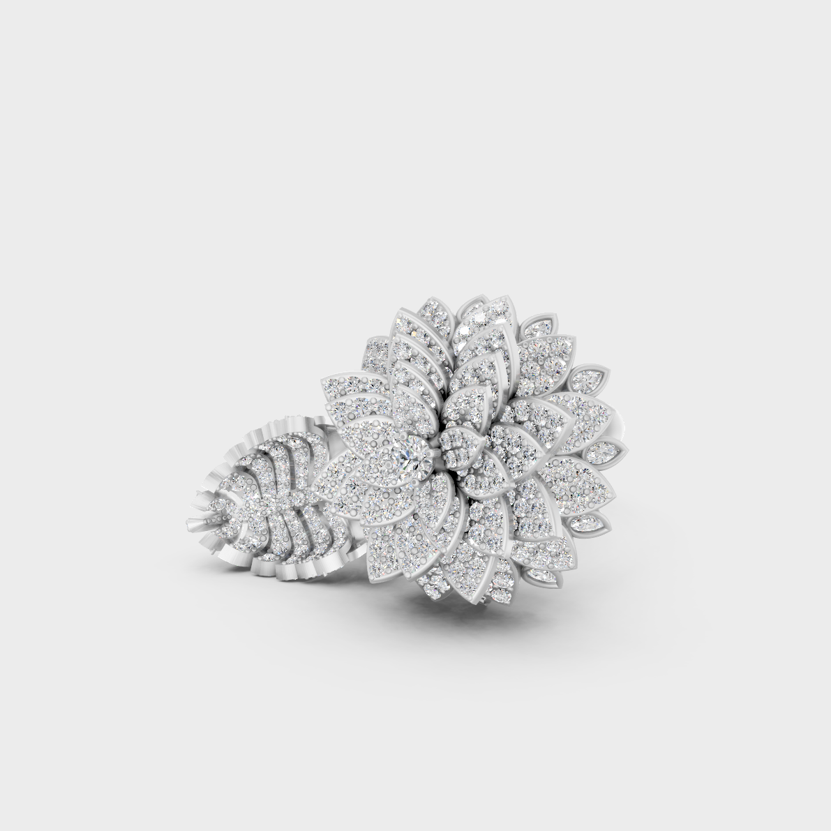 Breathtaking brilliance of a 2.41 Carat Round and Pear Cut Lab-Grown Diamond Cocktail Ring in solid 950 Platinum.