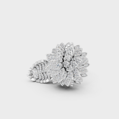 Breathtaking brilliance of a 2.41 Carat Round and Pear Cut Lab-Grown Diamond Cocktail Ring in solid 950 Platinum.