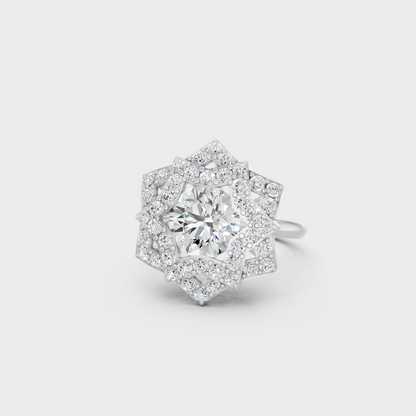 Breathtaking brilliance of a 2.85 Carat Round Cut Lab-Grown Diamond Cocktail Ring in solid 950 Platinum.