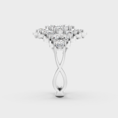 On-finger motion showing off the extraordinary fire and Brilliant Sparkle of a 1.47ct White Gold Cocktail Ring.