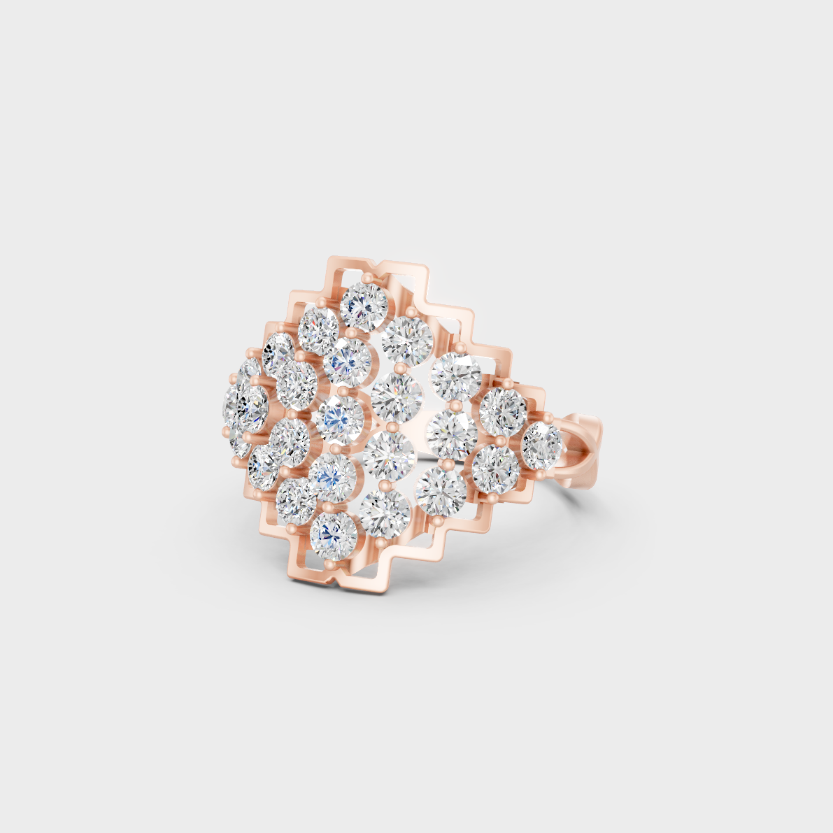 A romantic profile of the 1.47 Carat Round Cut Lab-Grown Diamond Cocktail Ring crafted in 14K Rose Gold.