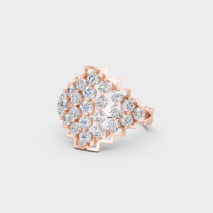 A romantic profile of the 1.47 Carat Round Cut Lab-Grown Diamond Cocktail Ring crafted in 14K Rose Gold.