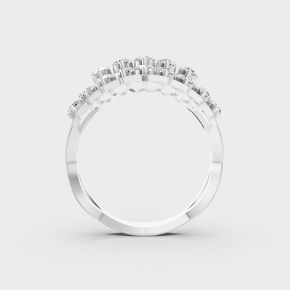 Exquisite prong details securing a flawless Round Cut Lab Diamond on a polished 950 Platinum Band.