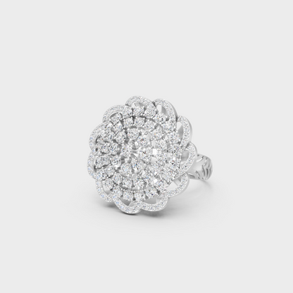 Breathtaking brilliance of a 1.97 Carat Round Cut Lab-Grown Diamond Cocktail Ring in solid 950 Platinum.
