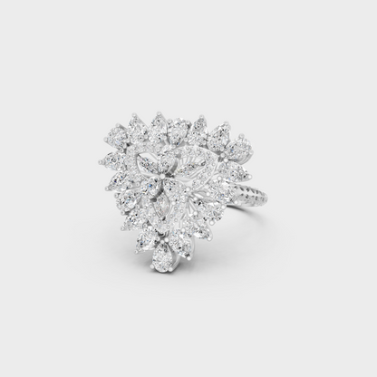 Breathtaking brilliance of a 2.09 Carat Multishape Lab-Grown Diamond Cocktail Ring in solid 950 Platinum.