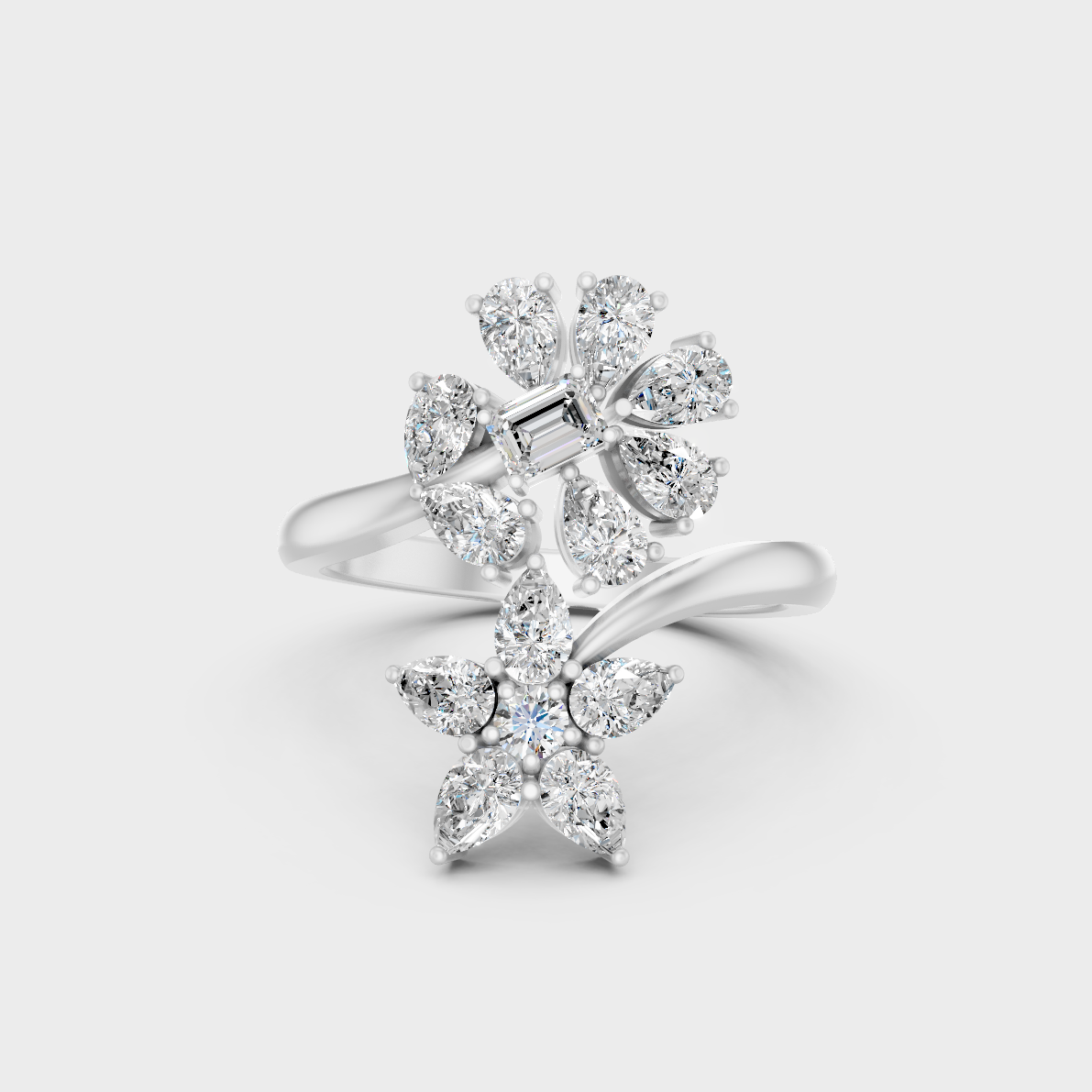 Breathtaking brilliance of a 1.27 Carat Multishape Lab-Grown Diamond Cocktail Ring in solid 950 Platinum.