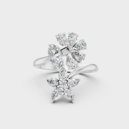 Breathtaking brilliance of a 1.27 Carat Multishape Lab-Grown Diamond Cocktail Ring in solid 950 Platinum.