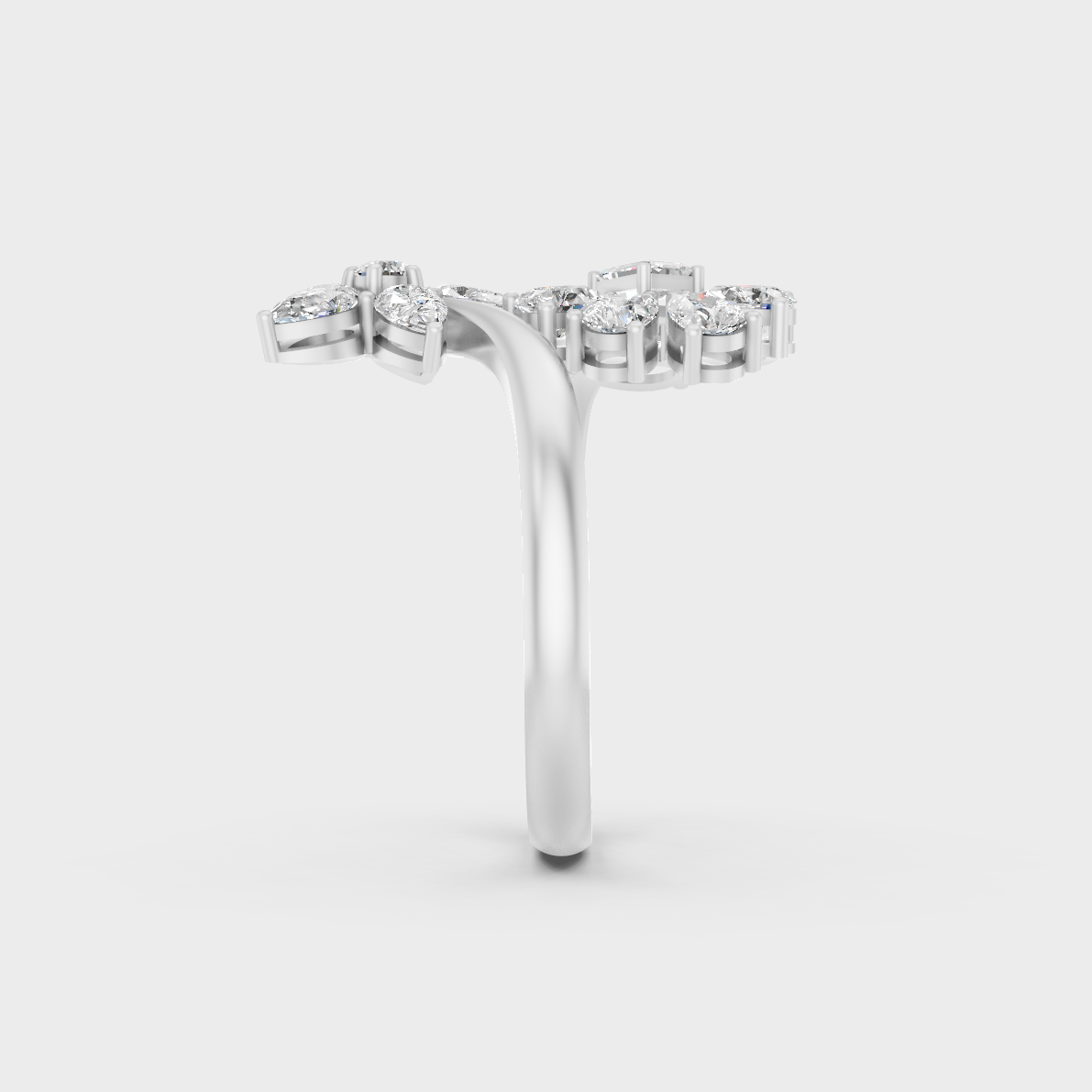 On-finger motion showing off the extraordinary fire and Brilliant Sparkle of a 1.27ct White Gold Cocktail Ring.