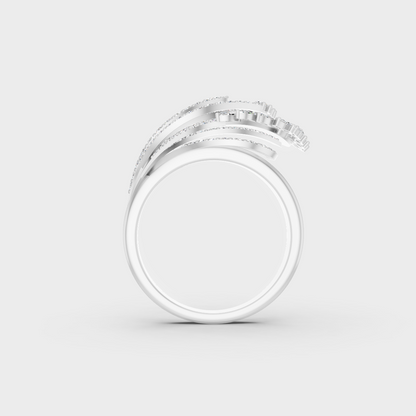 On-finger motion showing off the extraordinary fire and Brilliant Sparkle of a 1.38ct White Gold Cocktail Ring.