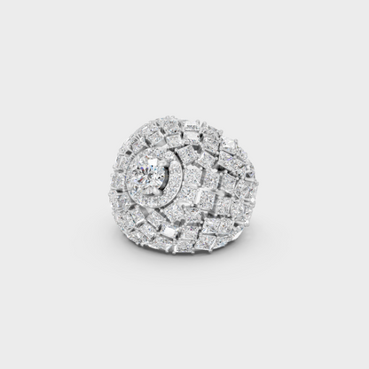 Breathtaking brilliance of a 10.75 Carat Princess and Round Cut Lab-Grown Diamond Cocktail Ring in solid 950 Platinum.