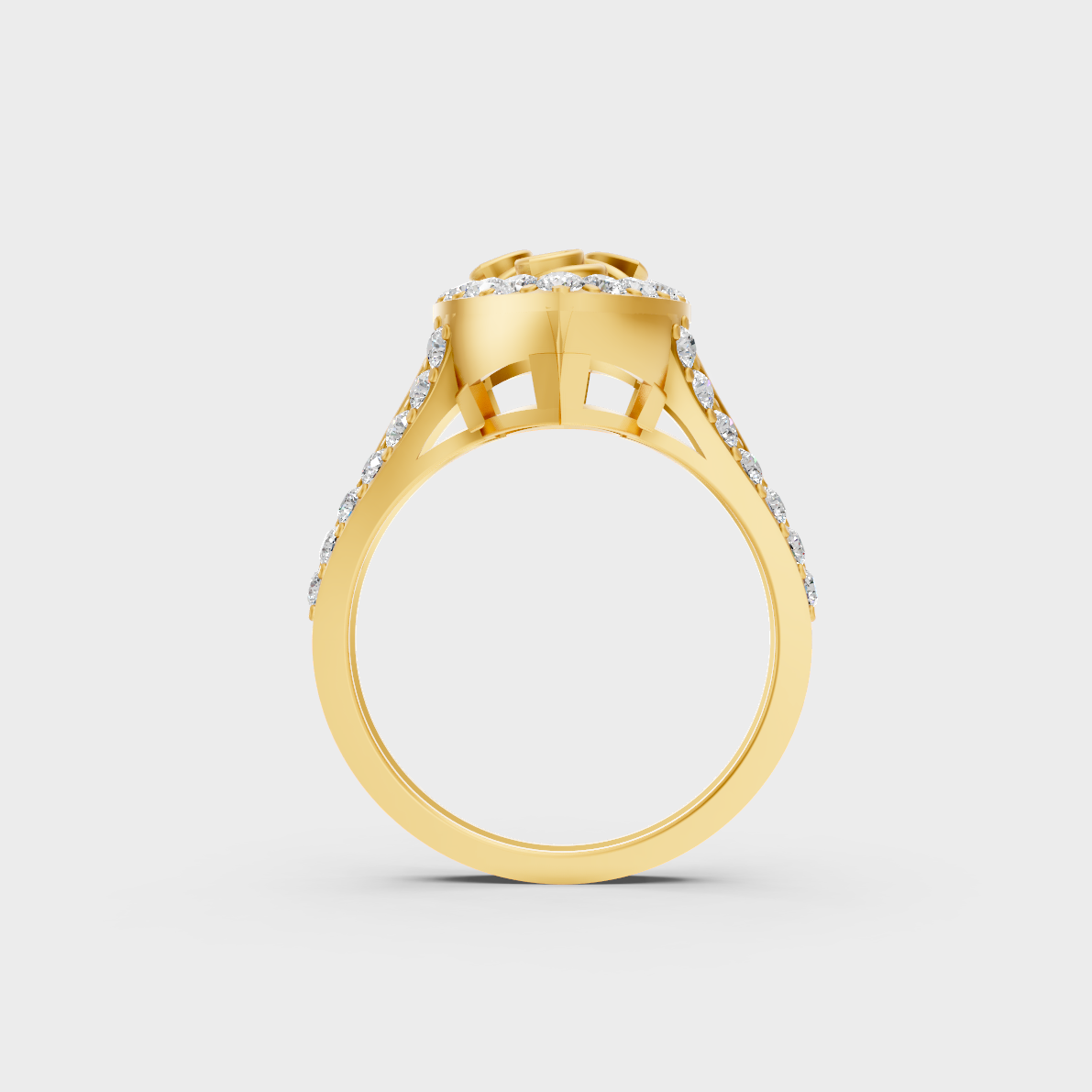 On-model hand wearing a 0.94ct Marquise and Round Diamond Cocktail Ring displaying its Brilliant Sparkle in 9K Yellow Gold.
