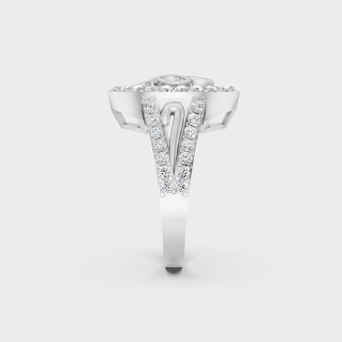 On-finger motion showing off the extraordinary fire and Brilliant Sparkle of a 0.94ct White Gold Cocktail Ring.