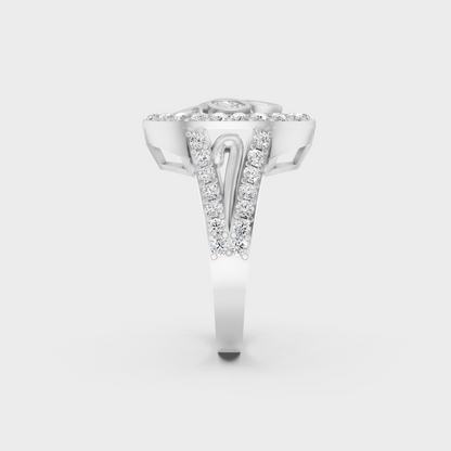 On-finger motion showing off the extraordinary fire and Brilliant Sparkle of a 0.94ct White Gold Cocktail Ring.