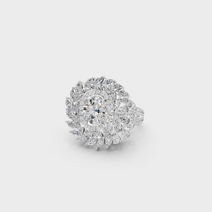 Breathtaking brilliance of a 3.28 Carat Multishape Lab-Grown Diamond Cocktail Ring in solid 950 Platinum.