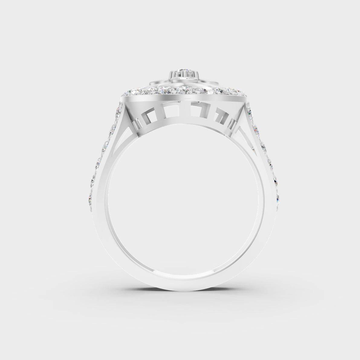 On-finger motion showing off the extraordinary fire and Brilliant Sparkle of a 1.20ct White Gold Cocktail Ring.