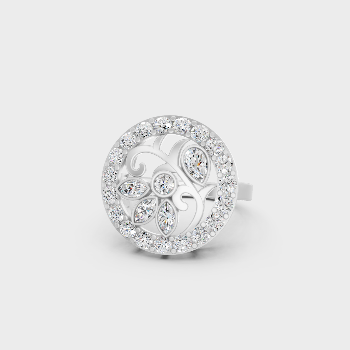 Breathtaking brilliance of a 1.39 Carat Multishape Lab-Grown Diamond Cocktail Ring in solid 950 Platinum.