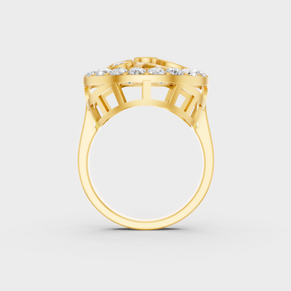 On-model hand wearing a 1.39ct Multishape Lab Diamond Cocktail Ring to show its Brilliant Sparkle in 9K Yellow Gold.