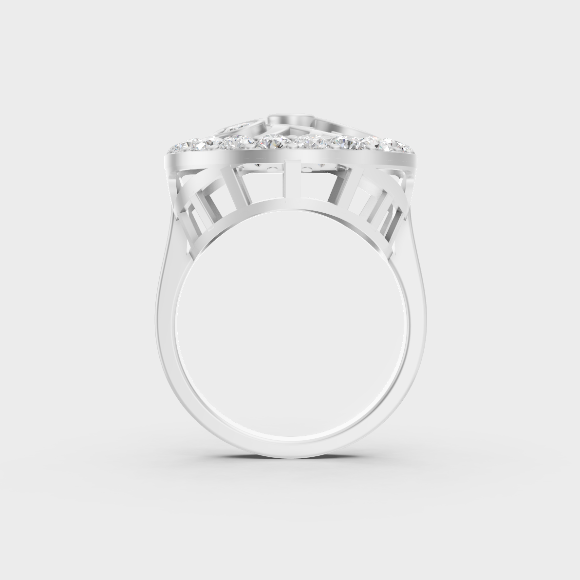On-finger motion showing off the extraordinary fire and Brilliant Sparkle of a 1.39ct White Gold Cocktail Ring.