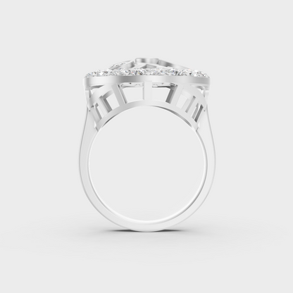 On-finger motion showing off the extraordinary fire and Brilliant Sparkle of a 1.39ct White Gold Cocktail Ring.