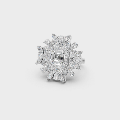 Breathtaking brilliance of a 3.47 Carat Multishape Lab-Grown Diamond Cocktail Ring in solid 950 Platinum.