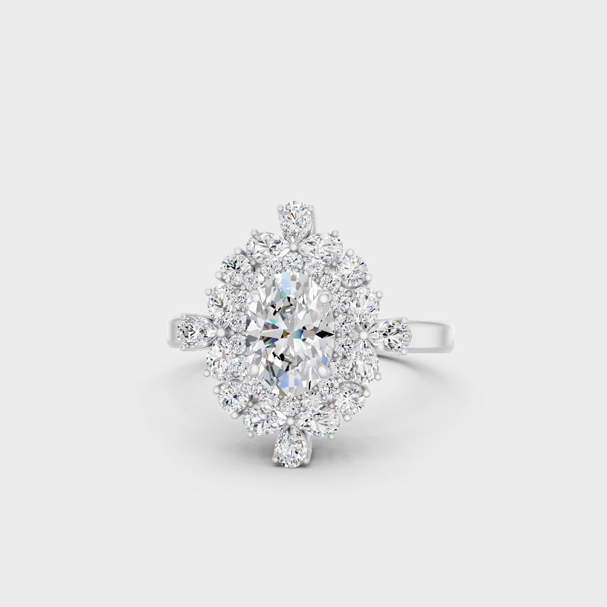 Breathtaking brilliance of a 1.6 Carat Multishape Lab-Grown Diamond Cocktail Ring in solid 950 Platinum.
