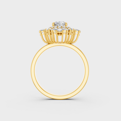 On-model hand wearing a 1.6ct Multishape Lab Diamond Cocktail Ring showcasing its Brilliant Sparkle in 9K Yellow Gold.