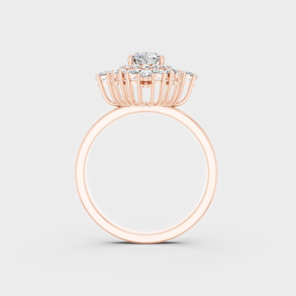 Top-down studio shot displaying the immense Brilliant Sparkle of a 1.6ct Multishape Diamond Ring in 9K Rose Gold.
