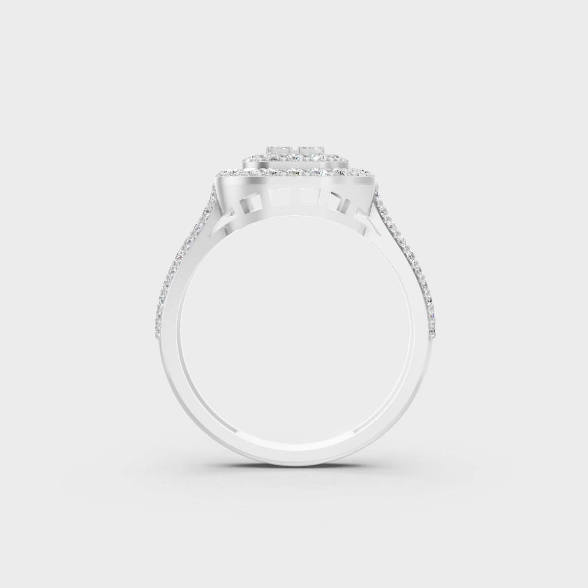 On-finger motion showing off the extraordinary fire and Brilliant Sparkle of a 0.72ct White Gold Cocktail Ring.