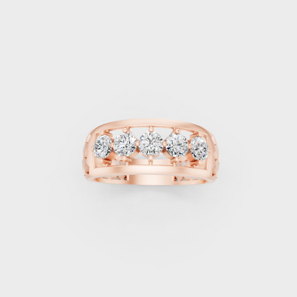 Elegant Round Brilliant Lab Diamond Stacking Band exhibiting Ethical Luxury on an 18K Rose Gold Setting.