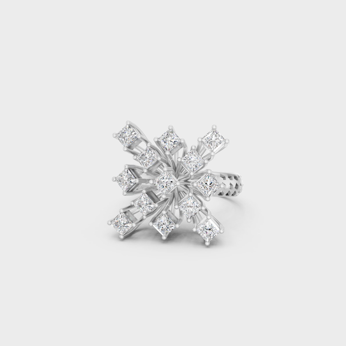 Breathtaking brilliance of a 2.21 Carat Princess Cut Lab-Grown Diamond Cocktail Ring in solid 950 Platinum.