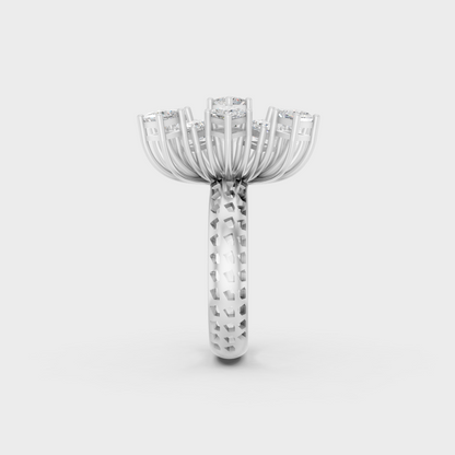 Exquisite prong details securing a massive Princess Cut Lab Diamond on a polished 950 Platinum Band.
